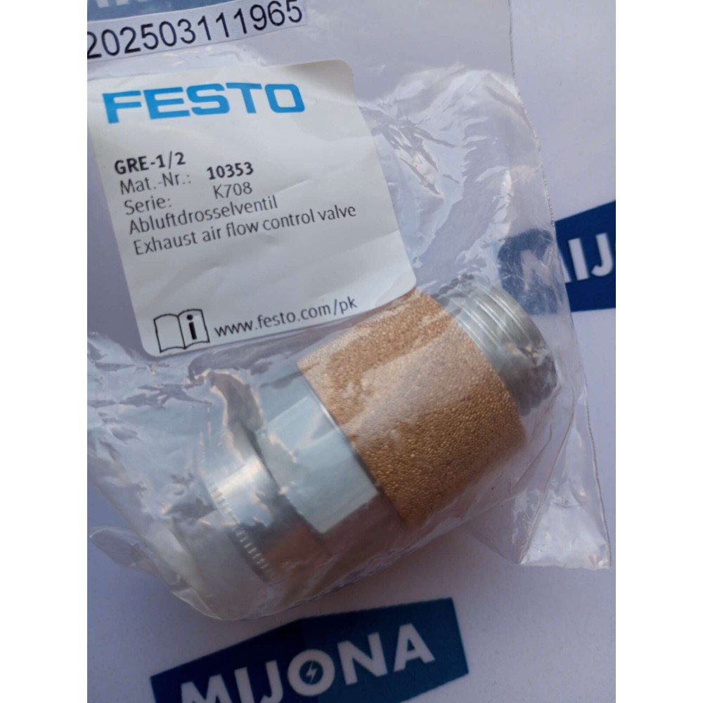 Festo GRE 1 2 10353 Abluftdrosselventil exhaust air flow control valve GRE-1/2 Festo GRE 1 2 10353 Abluftdrosselventil exhaust air flow control valve GRE-1/2