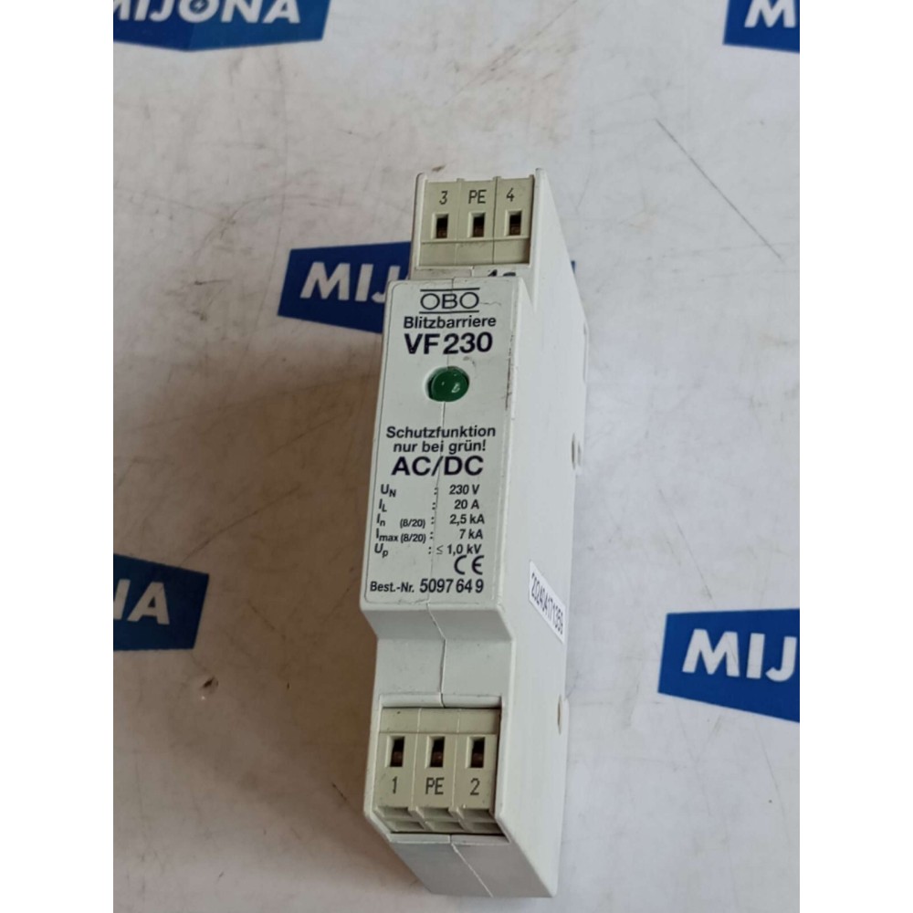 OBO VF230 Miniature circuit breaker AC DC 230V 20A 2.5KA 7KA OBO VF230 Miniature circuit breaker AC DC 230V 20A 2.5KA 7KA