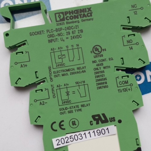 Phoenix Contact SOCKET PLC BSP 24DC 21 RELAY 2961105 24V 6A 250V (NEW OLD STOCK) Phoenix Contact SOCKET PLC BSP 24DC 21 RELAY 2961105 24V 6A 250V (NEW OLD STOCK)