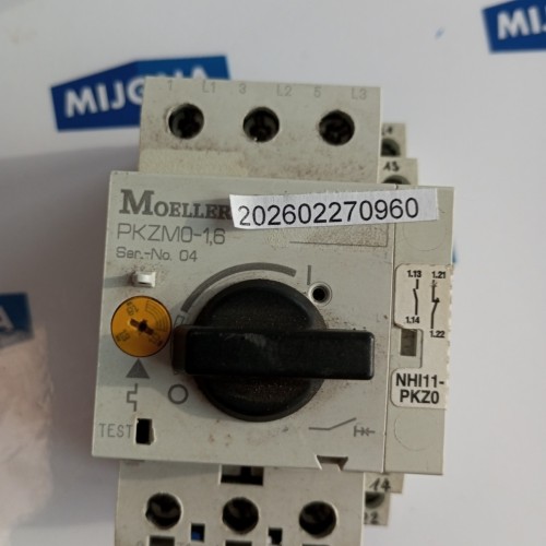 MOELLER PKZM0 1,6 MOTORSCHUTZSCHALTER 50 60HZ 6000V AUXILIARY SWITCH NHI11 PKZ0 MOELLER PKZM0 1,6 MOTORSCHUTZSCHALTER 50 60HZ 6000V AUXILIARY SWITCH NHI11 PKZ0