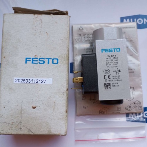 FESTO 10773 PEV 1/4-B 250VAC 125VDC 1-12BAR 15-175PSI NEW OLD STOCK