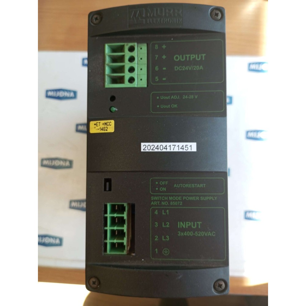 Murr Elektronik MC20 3X400 500 24 3PHASE SWITCH MODE POWER SUPPLY 85072 Murr Elektronik MC20 3X400 500 24 3PHASE SWITCH MODE POWER SUPPLY 85072