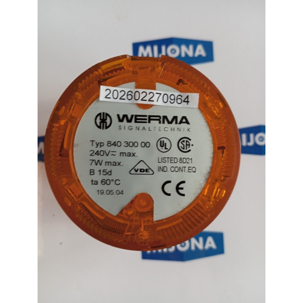 WERMA TYP 840 300 00 240V 7W B15d ORANGE