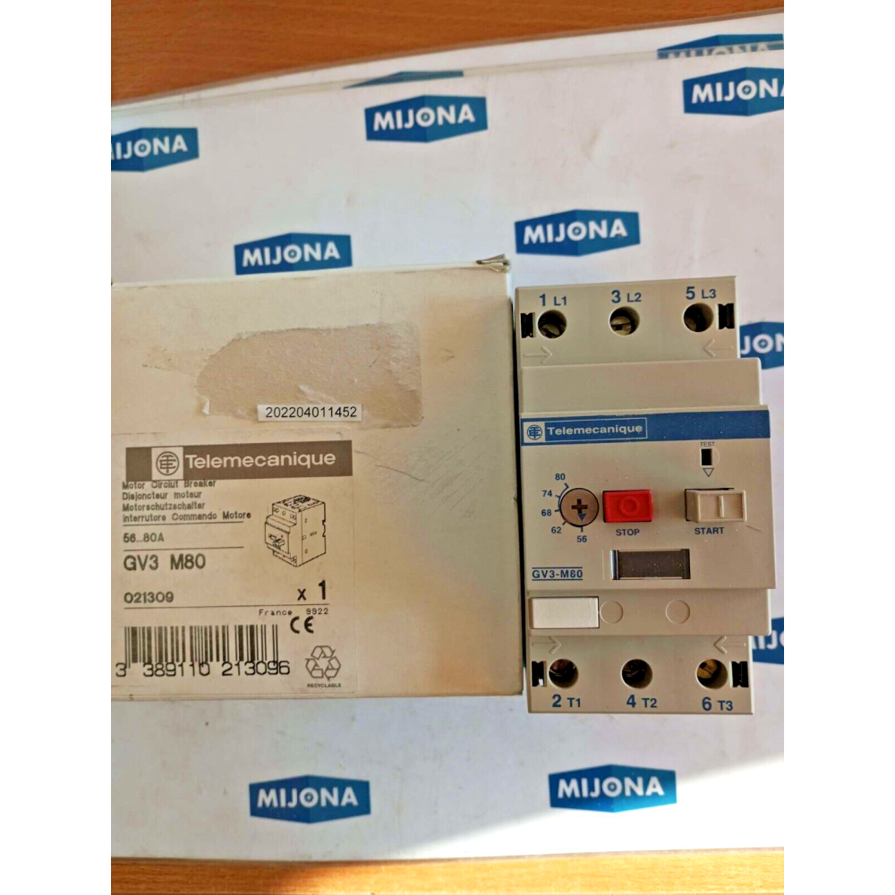 TELEMECANIQUE GV3 M80 MOTOR CIRQUIT BREAKER 56 80A 021309 TELEMECANIQUE GV3 M80 MOTOR CIRQUIT BREAKER 56 80A 021309