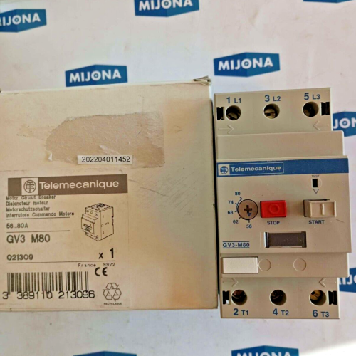 TELEMECANIQUE GV3 M80 MOTOR CIRQUIT BREAKER 56 80A 021309 TELEMECANIQUE GV3 M80 MOTOR CIRQUIT BREAKER 56 80A 021309