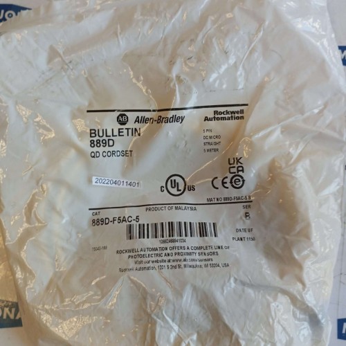 Allen Bradley 889D QD CORDSET 5PIN DC MICRO STRAIGHT 5M 889D F5AC 5