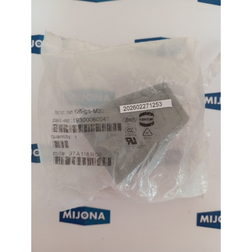 HARTING HAN 6B GS M32 CONNECTOR 19300060547 6B gs-M32 NEW OLD STOCK