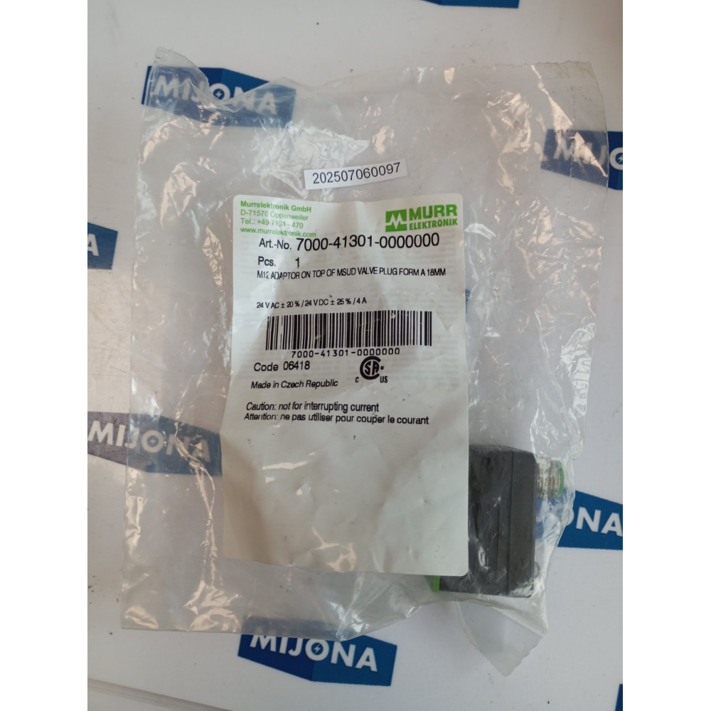 Murr Elektronik 7000 41301 0000000 M12 ADAPTOR ON TOP MSUD VALVE PLUG FORM A