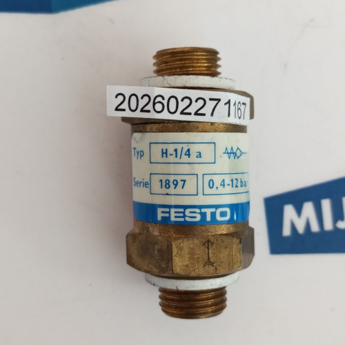 FESTO 1897 H-1/4 a 0,4-12BAR PNUEMATIC CHECK CONTROL VALVE NEW OLD STOCK FESTO 1897 H-1/4 a 0,4-12BAR PNUEMATIC CHECK CONTROL VALVE NEW OLD STOCK