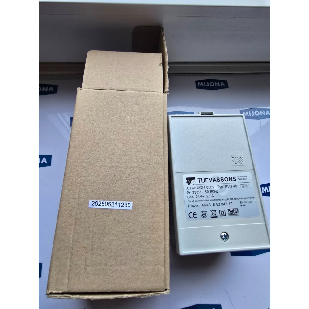 Tufvassons Typ: PFS 48  SKYDDSTRANSFORMATOR 230V 50 60HZ 24V 2,0A POWER 48A
