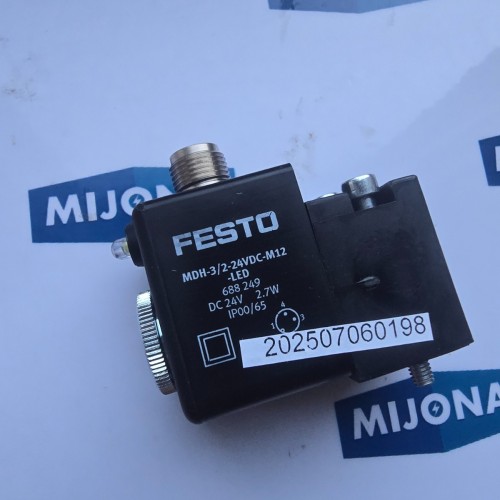 Festo MDH 3 2 24VDC M12 LED 688249 DC 24V 2,7W SOLENOID VALVE NEW OLD STOCK Festo MDH 3 2 24VDC M12 LED 688249 DC 24V 2,7W SOLENOID VALVE NEW OLD STOCK