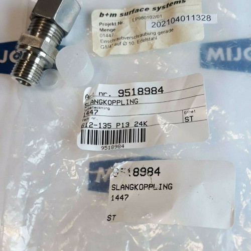 b+m  surface systems 01447 Hose Coupling 1447 G1/4 Ø10 71VU 10L new old stock
