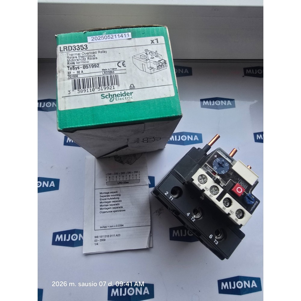 SCHNEIDER LRD3353 THERMAL OVERLOAD RELAY NEW OLD STOCK SCHNEIDER LRD3353 THERMAL OVERLOAD RELAY NEW OLD STOCK