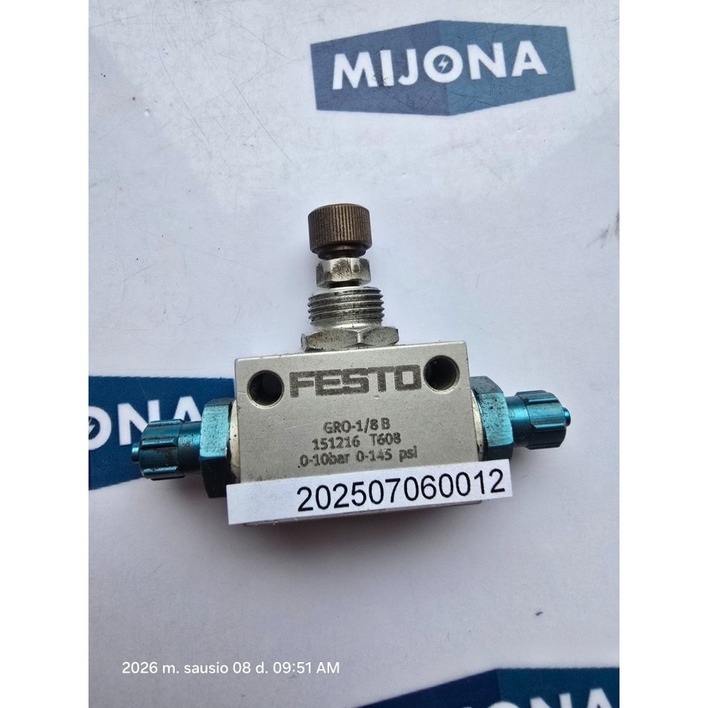 FESTO GRO 1 8 B 151216 FLOW CONTROL VALVE DOSSELVENTIL GRO-1/8-B FESTO GRO 1 8 B 151216 FLOW CONTROL VALVE DOSSELVENTIL GRO-1/8-B