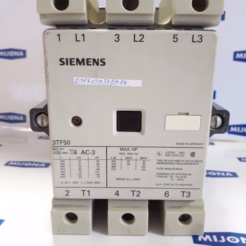 Siemens 3TF5022-0AM0 150A 600V AC Siemens 3TF5022-0AM0 150A 600V AC