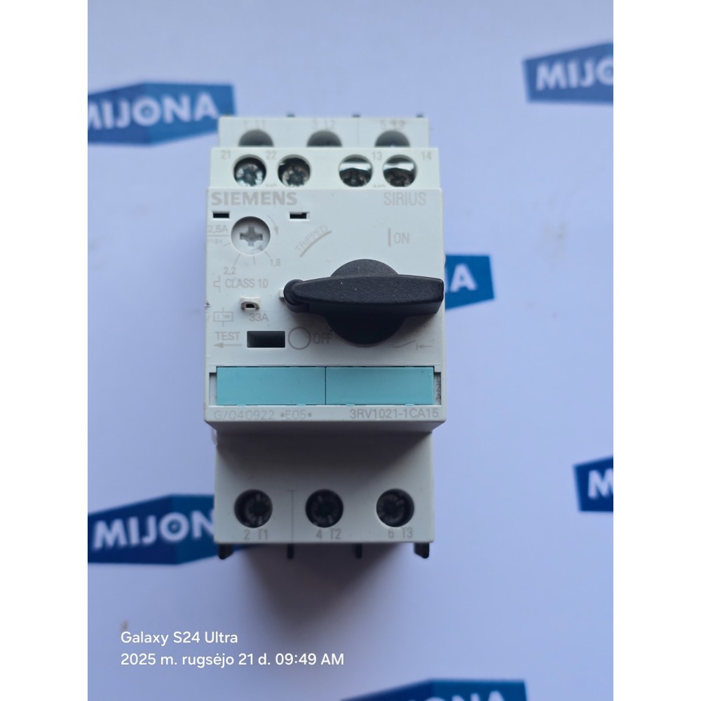 Siemens SIRIUS 3RV1021 1CA15 Motor Protection Circuit Breaker 1,8- 2,5A