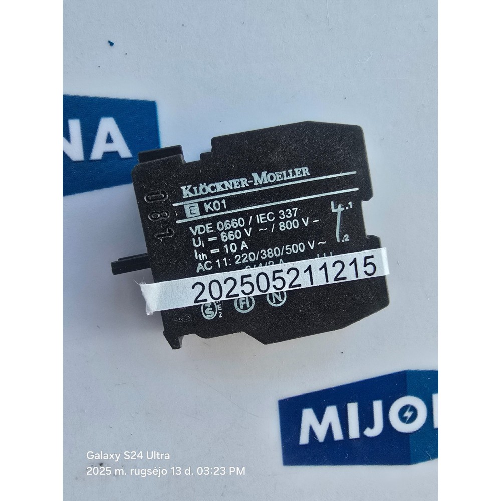 Moeller E K01 AC 11 220 380 500V Auxiliary Contact EK01 Moeller E K01 AC 11 220 380 500V Auxiliary Contact EK01