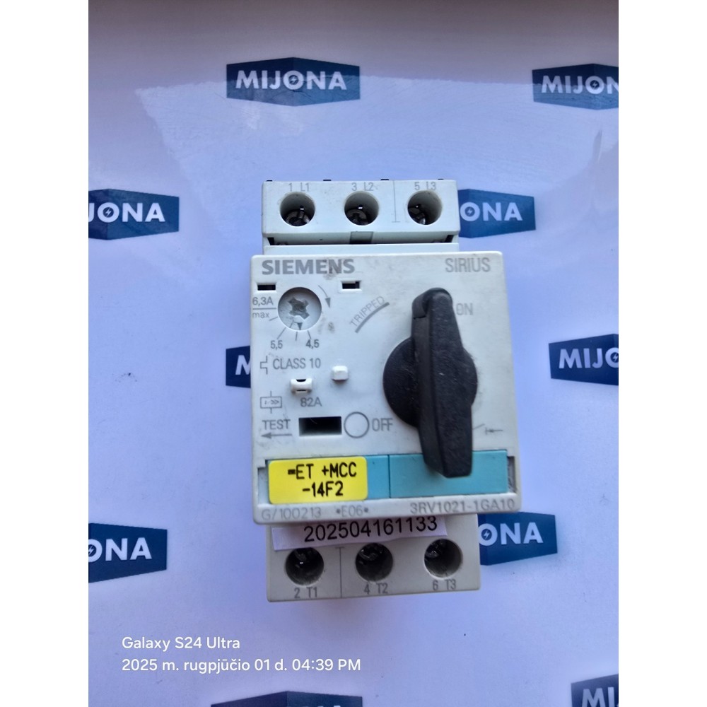 Siemens SIRIUS 3RV1021 1GA10 Motor Protection Circuit Breaker 4,5-6,3A