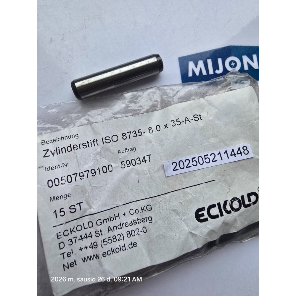 ECKOLD ZYLINDERSTIFT ISO 8735 8.0X35 A ST  8735-8.0X35-A-ST NEW OLD STOCK