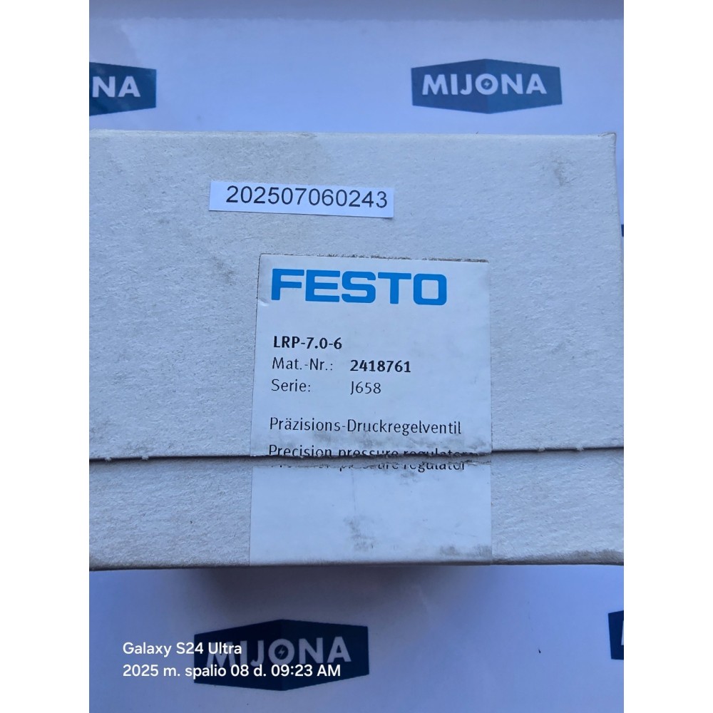 Festo LRP-7.0-6 PRESSURE Regulator 2418761 LRP 7 0 6 NEW OLD STOCK