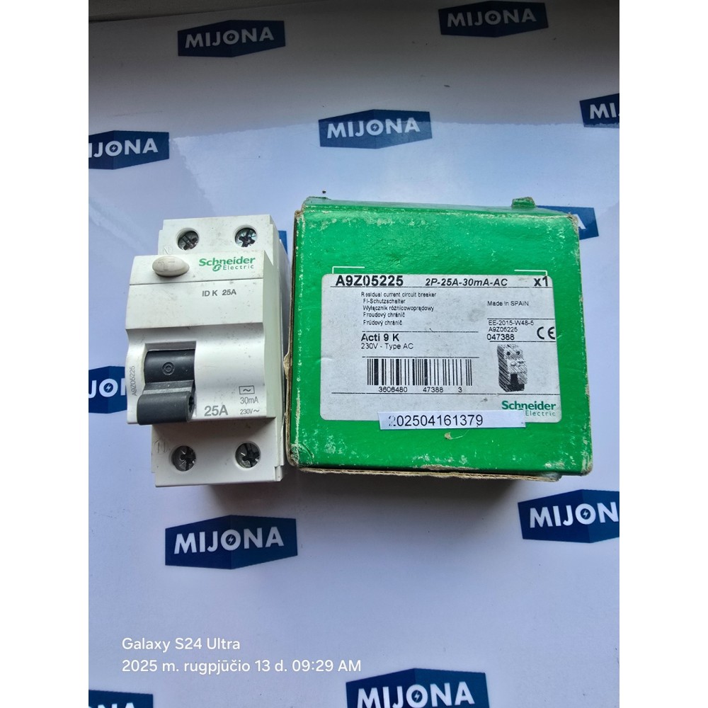 SCHNEIDER ID K 25A CURRENT circuit breaker ACTI 9 K 230V TYPE AC NEW OLD STOCK SCHNEIDER ID K 25A CURRENT circuit breaker ACTI 9 K 230V TYPE AC NEW OLD STOCK