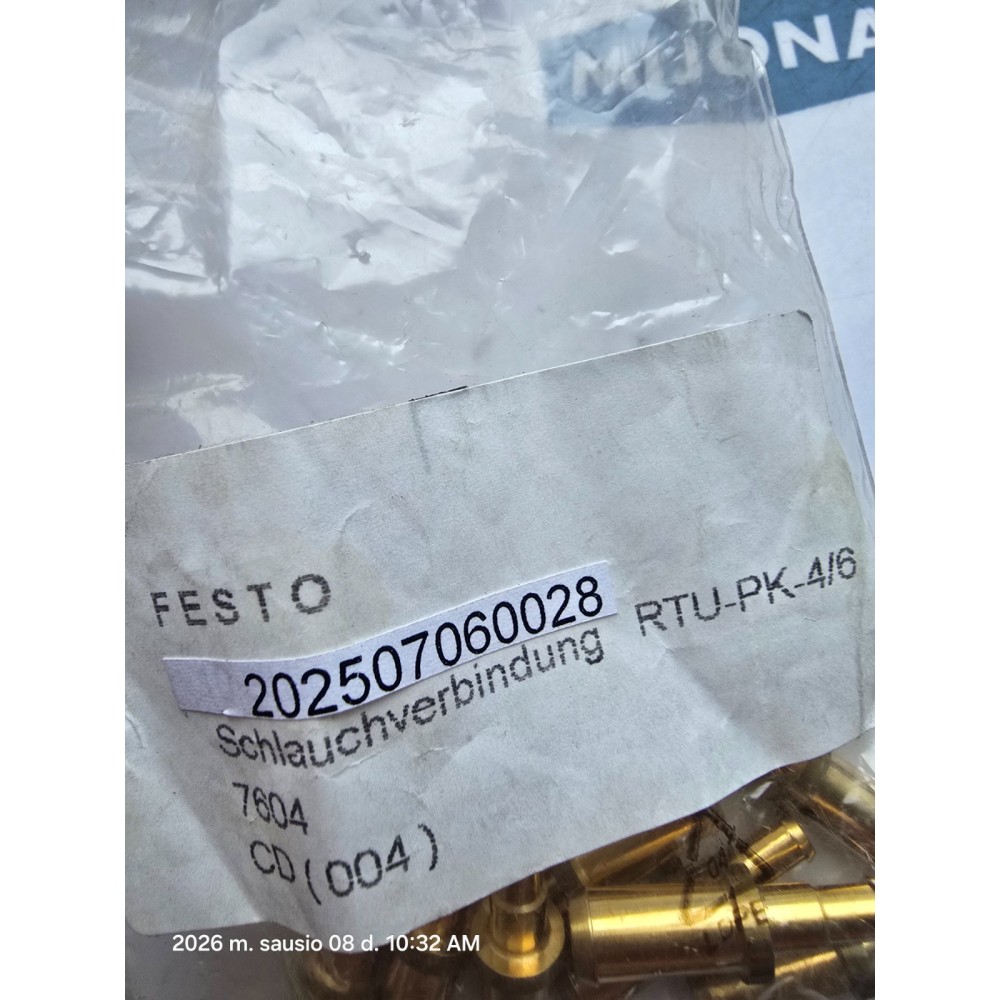 FESTO RTU-PK-4/6 hose connection Schlauchverbindung 7604 CD 004 Price for 5 psc