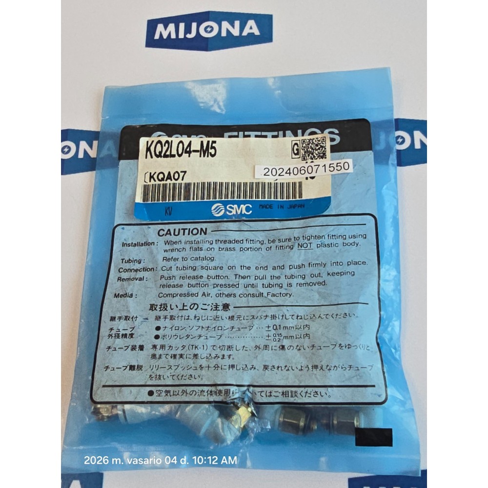 SMC KQ2L04-M5 KQA07 FITTINGS PRICE FOR 8 PSC NEW OLD STOCK