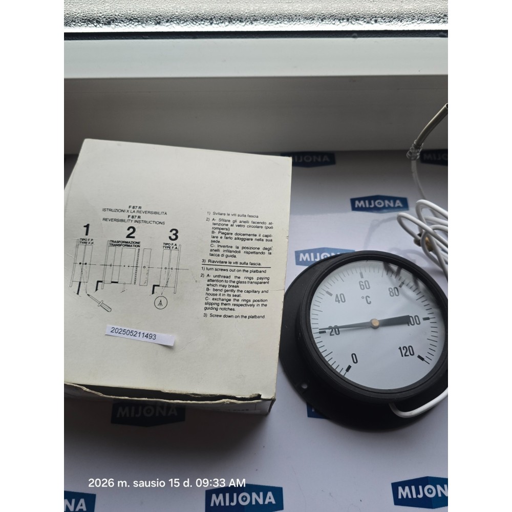 FLANGE THERMOMETER  Ø  100 CA. MM 1500 SCALE 0-120  (new old stock)