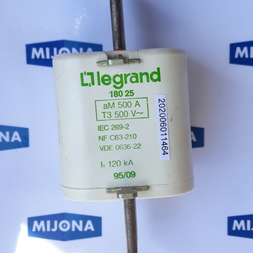 Legrand 180 25 aM 500A T3 500V IEC 269-2 NF C63-210 VDE0636-22 120kA (old stock)