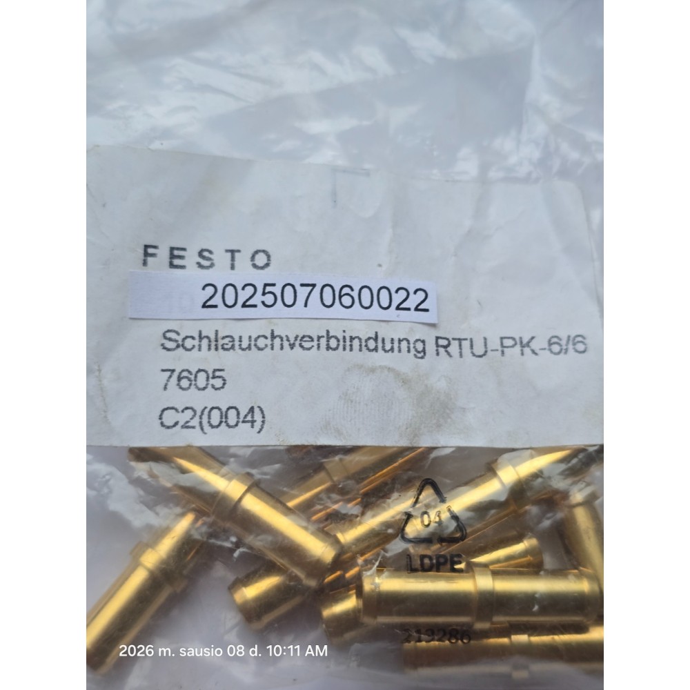 FESTO RTU PK 6 6 hose connection Schlauchverbindung 7605 c2 004 Price for 29 psc