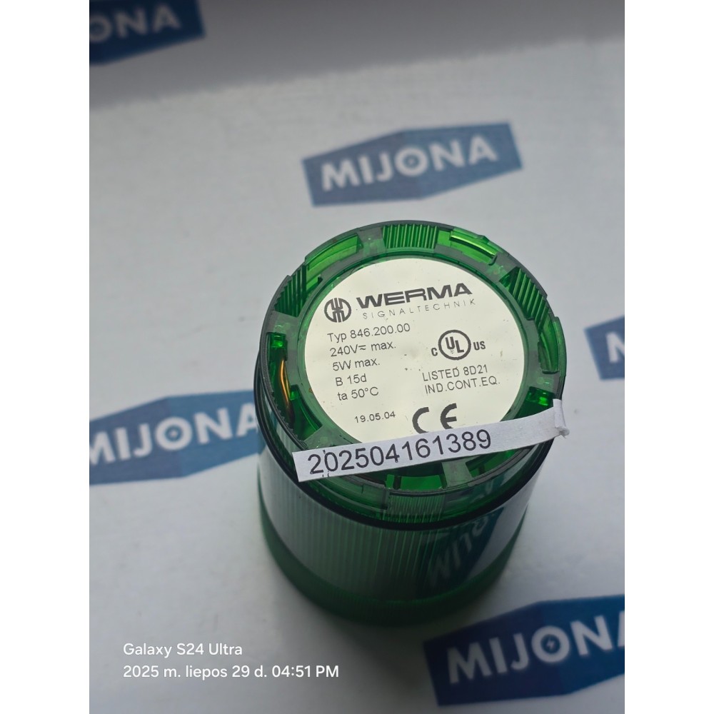 WERMA TYP 846.200.00 240V 5W B 15d 846 200 00 GREEN