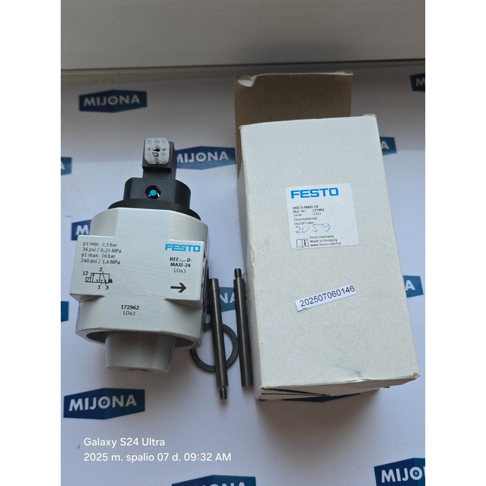 FESTO HEE D MAXI 24 172962 ON OFF VALVE HEE-D-MAXI-24 new old stock