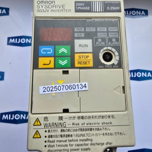 OMRON  SYSDRIVE 3G3JV INVERTER  1 PHASE 200V  0.25KW 3G3JV AB002
