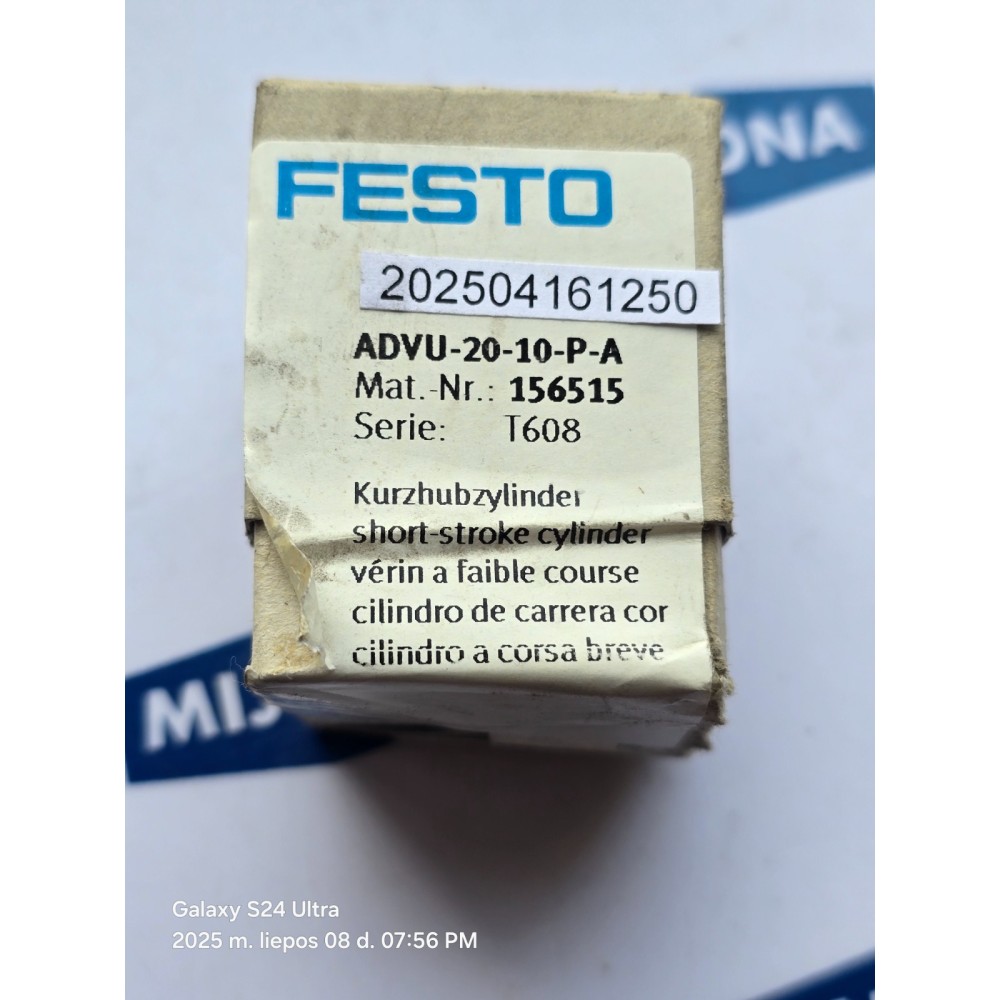 FESTO ADVU 20 10 P A SHORT STROKE CYLINDER 156515 ADVU-20-10-P- ANEW OLD STOCK