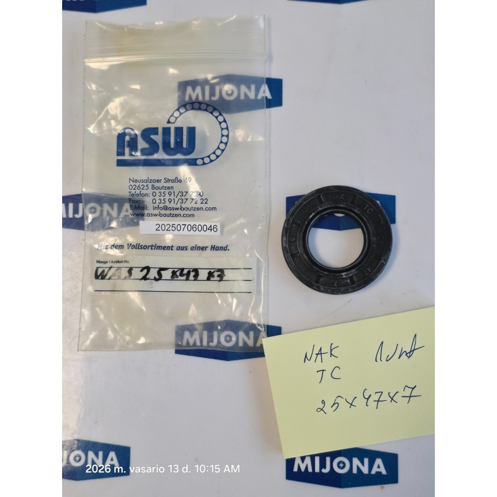 ASW TC 25X47X7  OIL SEAL WELLENDICHTUNGFUR NAK  NEW OLD STOCK