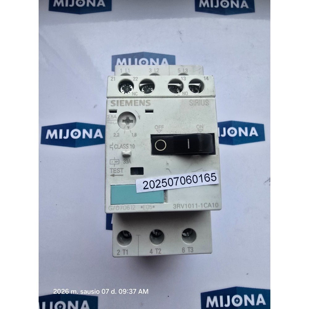 Siemens SIRIUS 3RV1011 1CA10 Motor Protection Circuit Breaker 1,8- 2,2A