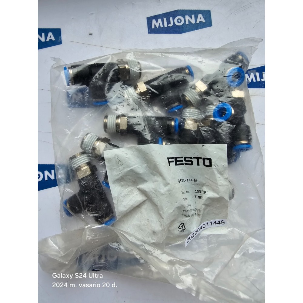 Festo QSTL 1 4 6 PUSH IN T FITTING 153119 QSTL-1/4-6 PRICE FOR PACKUNG