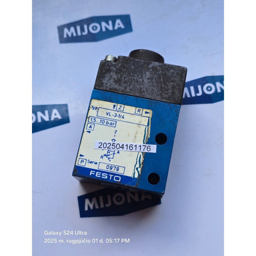 Festo VL 3 1 4 pneumatic valve 1.5 10BAR 0979 VL-3-1/4 Festo VL 3 1 4 pneumatic valve 1.5 10BAR 0979 VL-3-1/4