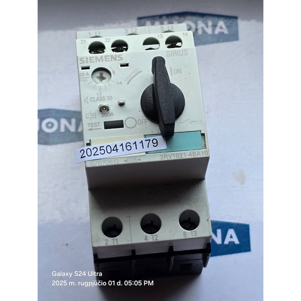Siemens SIRIUS 3RV1021 4BA10 Motor Protection Circuit Breaker 14- 20A