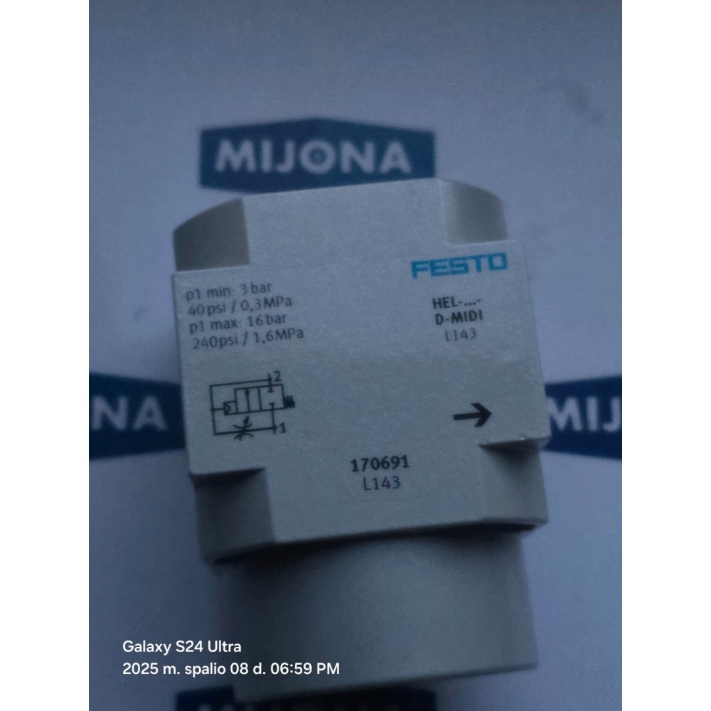 FESTO HEL D MIDI 170691 ON OFF VALVE HEL D-MIDI new old stock