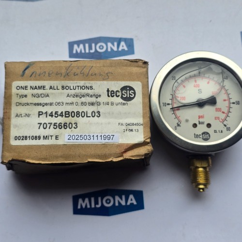 TECSIS 4131019667 0-60BAR Pressure Gauge NEW OLD STOCK TECSIS 4131019667 0-60BAR Pressure Gauge NEW OLD STOCK