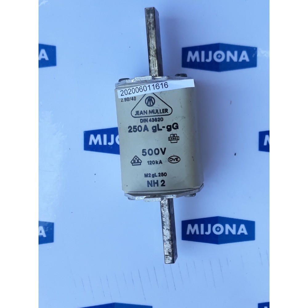JEAN MÜLLER DIN43620 250A gL 500V 120kA M2gL250 NH2 2.90/40 (New old stock)
