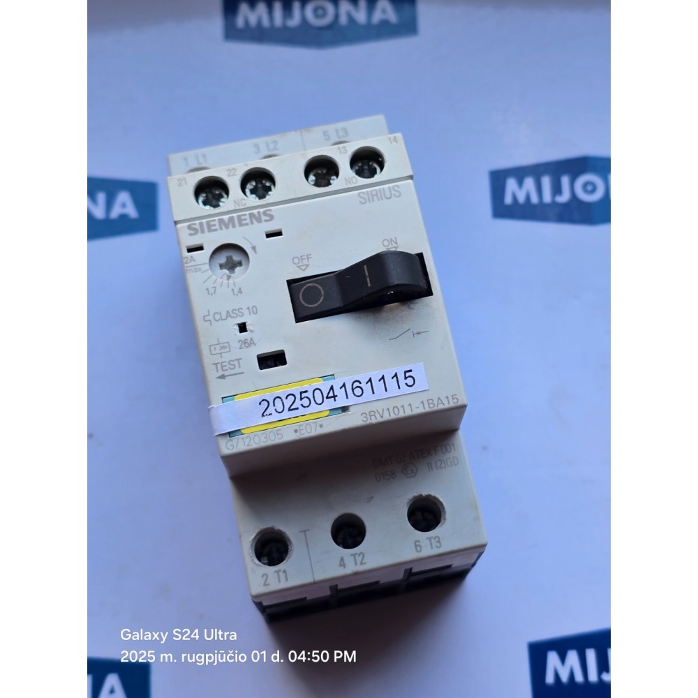 Siemens SIRIUS 3RV1011 1BA10 Motor Protection Circuit Breaker 1.4- 2A