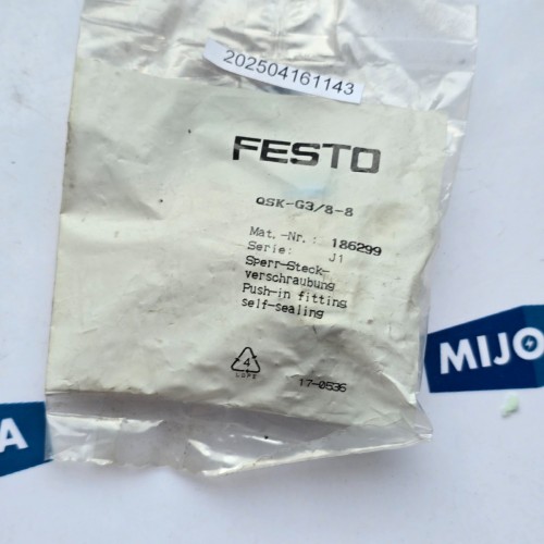 Festo QSK-G3/8-8 186299 PUSH IN FITTING SELF SEALING