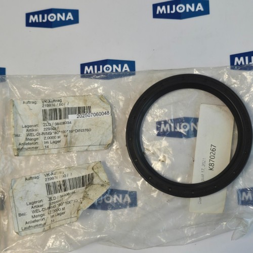 NBR OIL SEAL BA UM5  X7 WEL-DI-RING 80X100X10 ZLD 38408034 NEW OLD STOCK