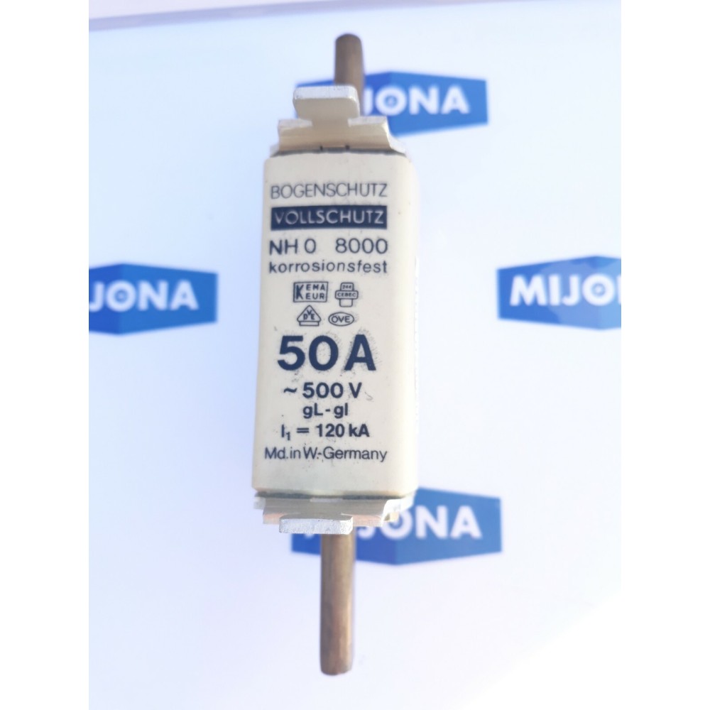 BOGENSCUTZ VOLLSCHUTZ 8000 NH0 50A 500V gL 120kA (NEW OLD STOCK) BOGENSCUTZ VOLLSCHUTZ 8000 NH0 50A 500V gL 120kA (NEW OLD STOCK)