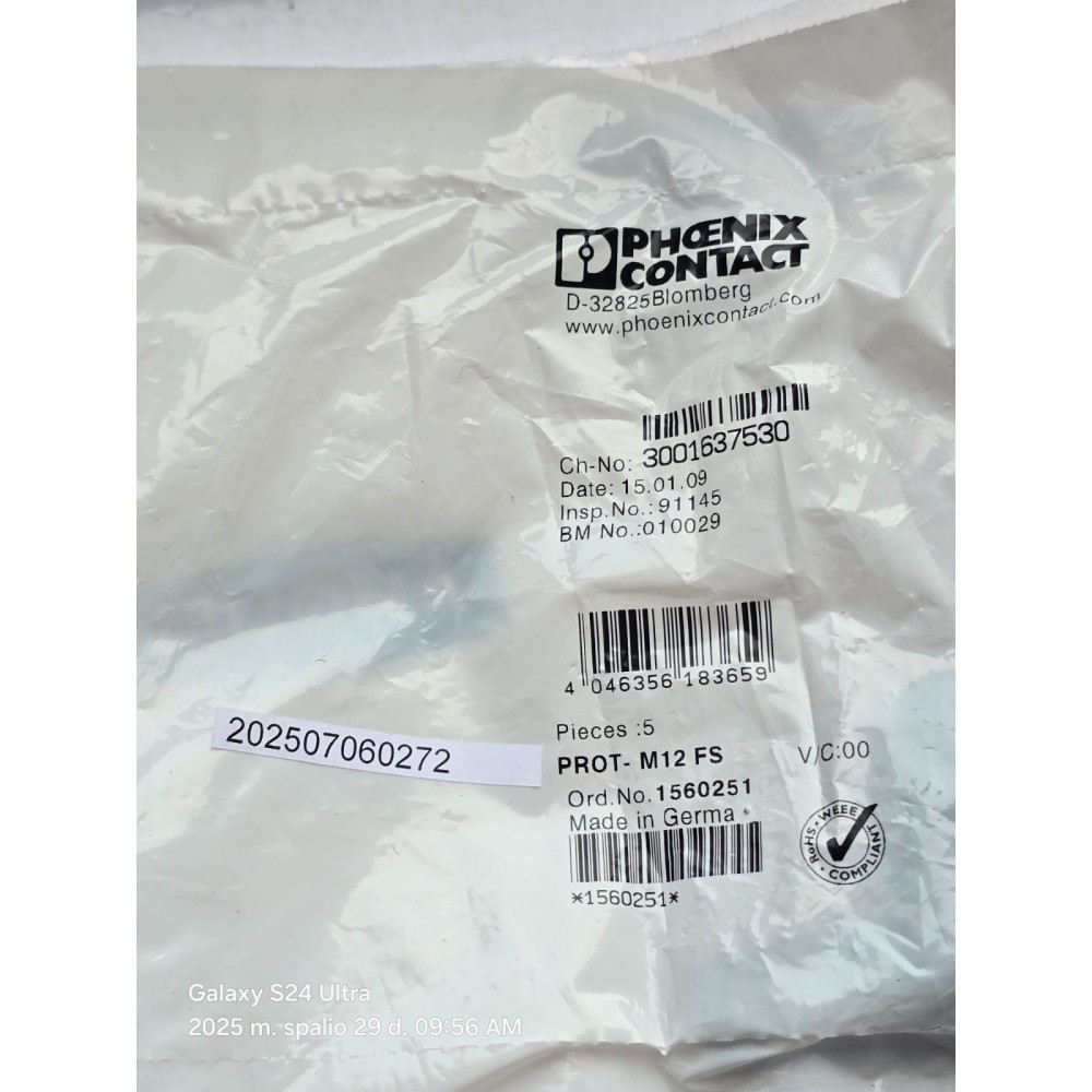 Phoenix Contact PROT M12 FS 1560252 PRICE FOR 5 PSC