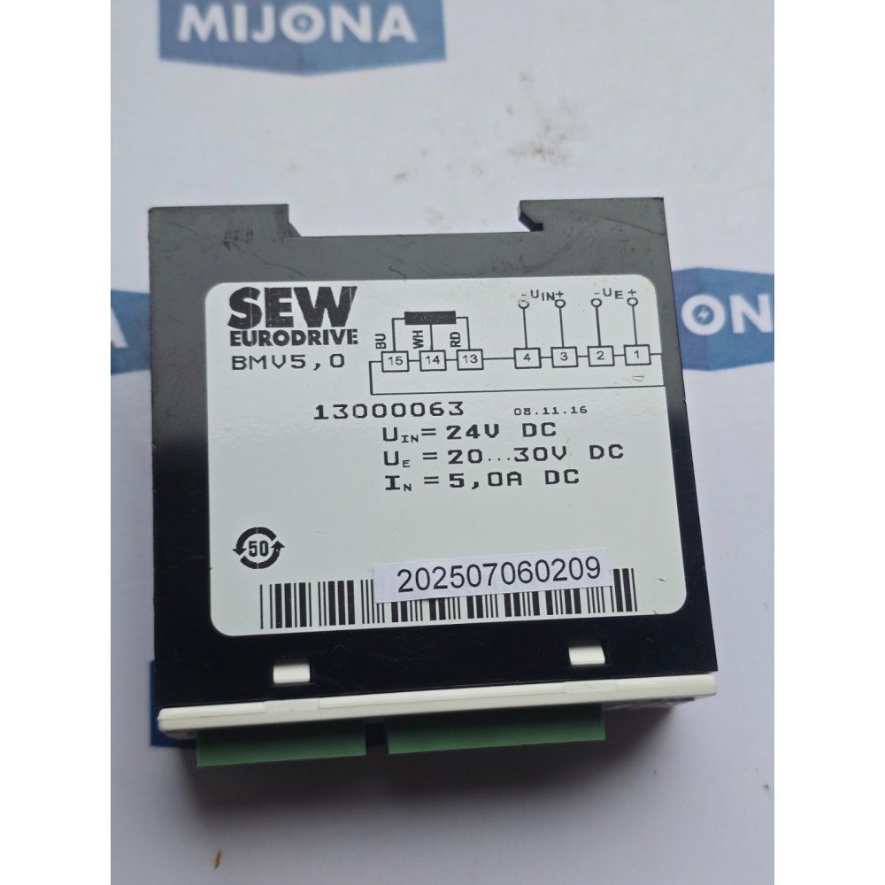 SEW EURODRIVE BMV5,0 13000063 24V DC 20 0V DC I/O Module NEW OLD STOCK SEW EURODRIVE BMV5,0 13000063 24V DC 20 0V DC I/O Module NEW OLD STOCK