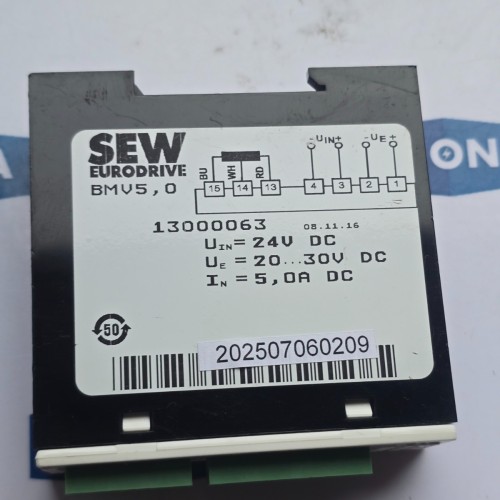 SEW EURODRIVE BMV5,0 13000063 24V DC 20 0V DC I/O Module NEW OLD STOCK SEW EURODRIVE BMV5,0 13000063 24V DC 20 0V DC I/O Module NEW OLD STOCK
