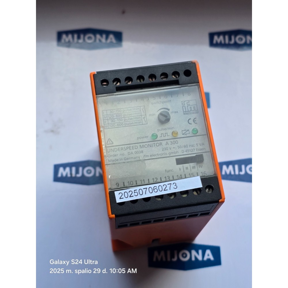 Ifm DA0038 AC 230V 50 60HZ DC 24V 3W Underspeed Standstill Monitor A300 Ifm DA0038 AC 230V 50 60HZ DC 24V 3W Underspeed Standstill Monitor A300